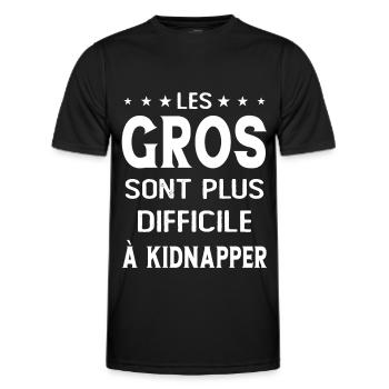 Les gros sont plus difficiles à kidnapper - T-shirt sport Homme - noir - Devant - AI Model Male 178 dark (178cm)