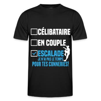 Escalade Célibataire En Couple Cadeau Humour - T-shirt sport Homme - noir - Devant - AI Model Male 178 dark (178cm)