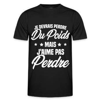 Je devrais perdre du poids mais j'aime pas perdre - T-shirt sport Homme - noir - Devant - AI Model Male 178 dark (178cm)