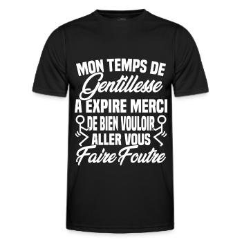 Mon temps de gentillesse a expiré - T-shirt sport Homme - noir - Devant - AI Model Male 178 dark (178cm)