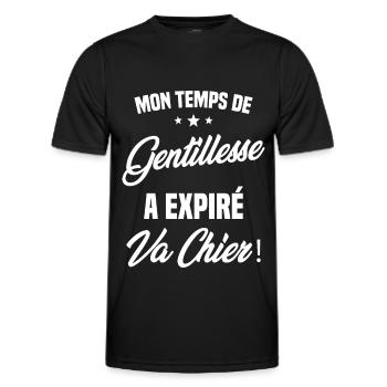 Mon temps de gentillesse a expiré Humour - T-shirt sport Homme - noir - Devant - AI Model Male 178 dark (178cm)