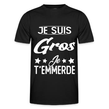 Je suis gros et je t'emmerde - T-shirt sport Homme - noir - Devant - AI Model Male 178 dark (178cm)