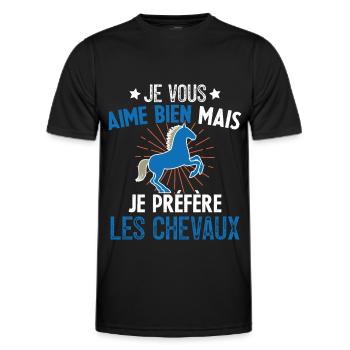 Je Vous Aime Bien Equitation Cheval Cadeau - T-shirt sport Homme - noir - Devant - AI Model Male 178 dark (178cm)