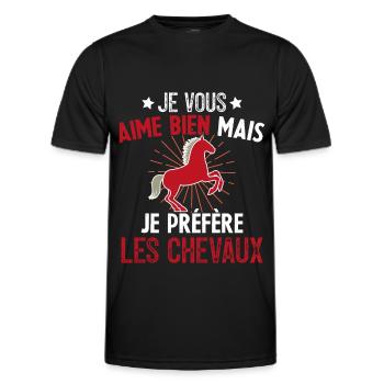 Je Vous Aime Bien Equitation Cheval Cadeau - T-shirt sport Homme - noir - Devant - AI Model Male 178 dark (178cm)