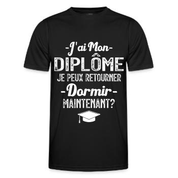Ich habe mein Diplom kann ich wieder schlafen gehen? - Männer Funktions-T-Shirt - Schwarz - Vorne - AI Model Male 178 dark (178cm)
