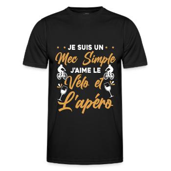 Je Suis Un Mec Simple J'aime Le Vélo Et L Apéro - T-shirt sport Homme - noir - Devant - AI Model Male 178 dark (178cm)