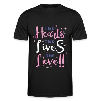 Zwei Herzen, zwei Leben, eine Liebe - Männer Funktions-T-Shirt - Schwarz - Vorne - AI Model Male 178 dark (178cm)