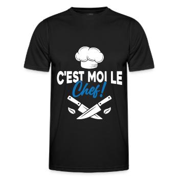 C'est moi le chef Toque de cuisinier - T-shirt sport Homme - noir - Devant - AI Model Male 178 dark (178cm)