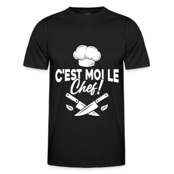 C'est moi le chef Toque de cuisinier - T-shirt sport Homme - noir - Devant - AI Model Male 178 dark (178cm)
