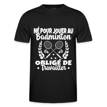 Né pour jouer au Badminton - T-shirt sport Homme - noir - Devant - AI Model Male 178 dark (178cm)