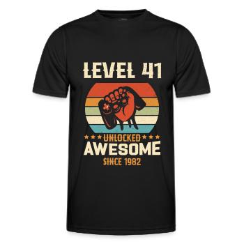 Level 41 komplettes Geburtstagsgeschenk von 1982 - Männer Funktions-T-Shirt - Schwarz - Vorne - AI Model Male 178 dark (178cm)