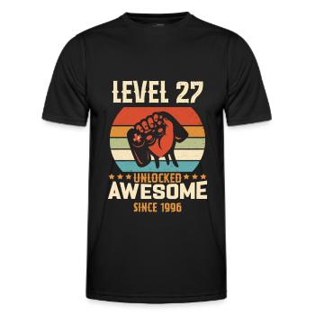 Level 27 Komplettes Geburtstagsgeschenk von 1996 - Männer Funktions-T-Shirt - Schwarz - Vorne - AI Model Male 178 dark (178cm)
