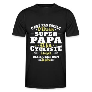 Super Papa Humour Cycliste Vélo Drole Cyclisme - T-shirt sport Homme - noir - Devant - AI Model Male 178 dark (178cm)