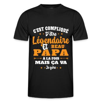 Légendaire et Beau Papa Cadeau Papa de l'année - T-shirt sport Homme - noir - Devant - AI Model Male 178 dark (178cm)