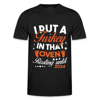 Ich stecke einen Truthahn in den Ofen 2024 - Männer Funktions-T-Shirt - Schwarz - Vorne - AI Model Male 178 dark (178cm)