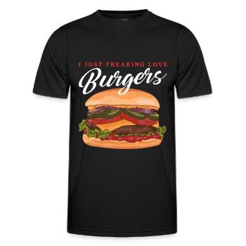 Hamburg Fast Food | Burger Fast Food Gift - Men's Functional T-Shirt - black - Front - AI Model Male 178 dark (178cm)