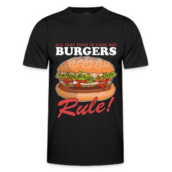 Hamburg Fast Food | Burger Fast Food Gift - Men's Functional T-Shirt - black - Front - AI Model Male 178 dark (178cm)