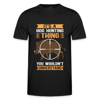 Chasse au sanglier Chasseurs Chasse Sanglier Cadeau - T-shirt sport Homme - noir - Devant - AI Model Male 178 dark (178cm)