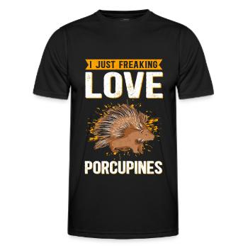 Stachelschwein Stachelschweine Geschenk - Männer Funktions-T-Shirt - Schwarz - Vorne - AI Model Male 178 dark (178cm)