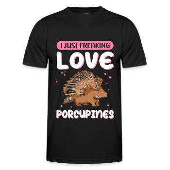 Stachelschwein | Stachelschweine Geschenk - Männer Funktions-T-Shirt - Schwarz - Vorne - AI Model Male 178 dark (178cm)