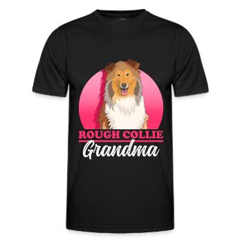 Collie Granny Longhair Collie Rough Collies Gift - Men's Functional T-Shirt - black - Front - AI Model Male 178 dark (178cm)