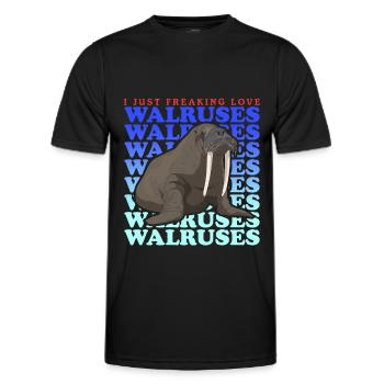 Walross Walrosse Walrus Walroß Geschenk - Männer Funktions-T-Shirt - Schwarz - Vorne - AI Model Male 178 dark (178cm)