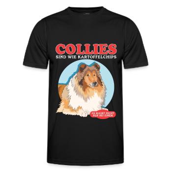 Collie Dogs Longhair Collie Collies Gift - Men's Functional T-Shirt - black - Front - AI Model Male 178 dark (178cm)