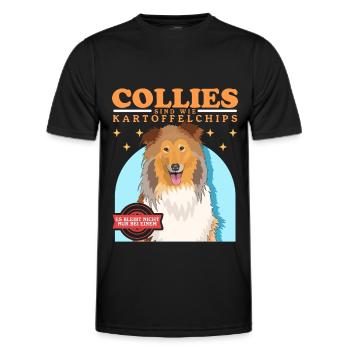 Collie Dog Longhair Collie Collies Gift - Men's Functional T-Shirt - black - Front - AI Model Male 178 dark (178cm)