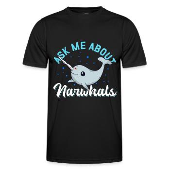Narwhal Whale Narwhal Narwhal Whales Gift - Men's Functional T-Shirt - black - Front - AI Model Male 178 dark (178cm)
