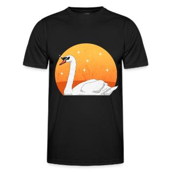 Swan Swans Swan Lover Gift - Men's Functional T-Shirt - black - Front - AI Model Male 178 dark (178cm)