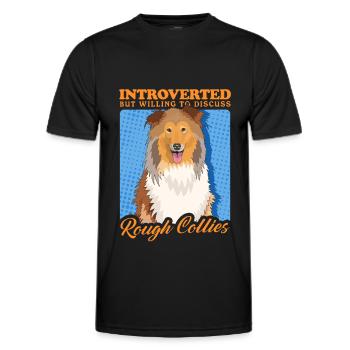 Collie Longhair Collie Dog Rough Collies Gift - Men's Functional T-Shirt - black - Front - AI Model Male 178 dark (178cm)