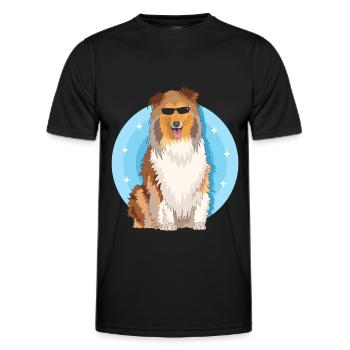 Collie Dogs Longhair Collie Rough Collies Gift - Men's Functional T-Shirt - black - Front - AI Model Male 178 dark (178cm)