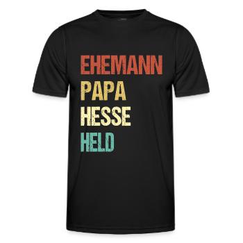 Ehemann Papa Hesse Held - Männer Funktions-T-Shirt - Schwarz - Vorne - AI Model Male 178 dark (178cm)