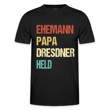 Dresdner Papa Ehemann Held - Männer Funktions-T-Shirt - Schwarz - Vorne - AI Model Male 178 dark (178cm)