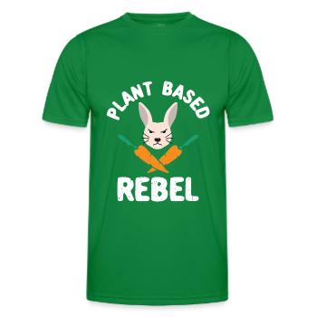 Pflanzliches Rebellenkaninchen Funny Easter Vegan - Männer Funktions-T-Shirt - Kelly Green - Vorne - AI Model Male 178 dark (178cm)