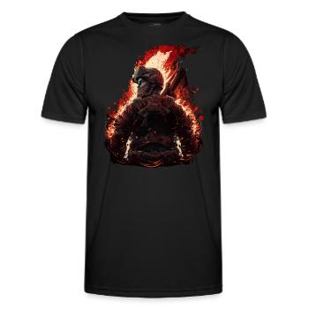 Feuerwehrmann unter Feuer - Männer Funktions-T-Shirt - Schwarz - Vorne - AI Model Male 178 dark (178cm)