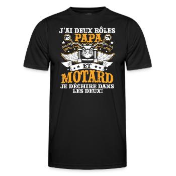 J'ai Deux Roles PAPY Et Motard Je Dechire Dans - T-shirt sport Homme - noir - Devant - AI Model Male 178 dark (178cm)