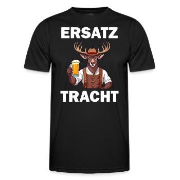 Lederhose Hirsch Tracht Bayrisch Trachten Ersatz - Männer Funktions-T-Shirt - Schwarz - Vorne - AI Model Male 178 dark (178cm)