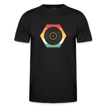 Vinyle Rétro. Collectionneurs de LP et collection de disques - T-shirt sport Homme - noir - Devant - AI Model Male 178 dark (178cm)