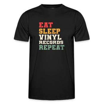 Eat Sleep Vinyl Records Repeat. - Men's Functional T-Shirt - black - Front - AI Model Male 178 dark (178cm)