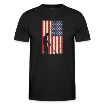 Détecteur de métaux patriotique américain. Chasse reliquaire. - T-shirt sport Homme - noir - Devant - AI Model Male 178 dark (178cm)