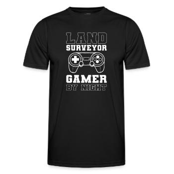 Landvermesser Bei Tag Gamer Bei Nacht. - Männer Funktions-T-Shirt - Schwarz - Vorne - AI Model Male 178 dark (178cm)