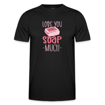 Je t’aime beaucoup Soap. Cuisson au savon. - T-shirt sport Homme - noir - Devant - AI Model Male 178 dark (178cm)