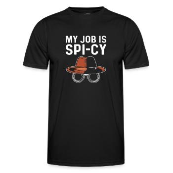 My profession is spying-cy. Private Eye. - Men's Functional T-Shirt - black - Front - AI Model Male 178 dark (178cm)