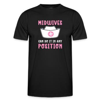 Midwives can do it in any position. - Men's Functional T-Shirt - black - Front - AI Model Male 178 dark (178cm)