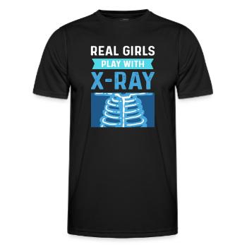 De vraies filles qui jouent avec les rayons X. - T-shirt sport Homme - noir - Devant - AI Model Male 178 dark (178cm)