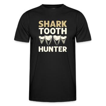 Chasseur de dents de requin. Chasseur de dents fossiles Megalodon - T-shirt sport Homme - noir - Devant - AI Model Male 178 dark (178cm)