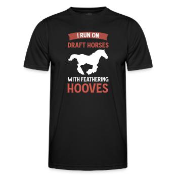 Chevaux de trait avec sabots élastiques. Clydesdale - T-shirt sport Homme - noir - Devant - AI Model Male 178 dark (178cm)