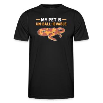 My pet is unbelievable. Royal - Men's Functional T-Shirt - black - Front - AI Model Male 178 dark (178cm)