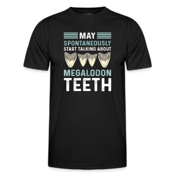 Chasse aux dents de mégalodon. Dent de requin Dent fossile - T-shirt sport Homme - noir - Devant - AI Model Male 178 dark (178cm)